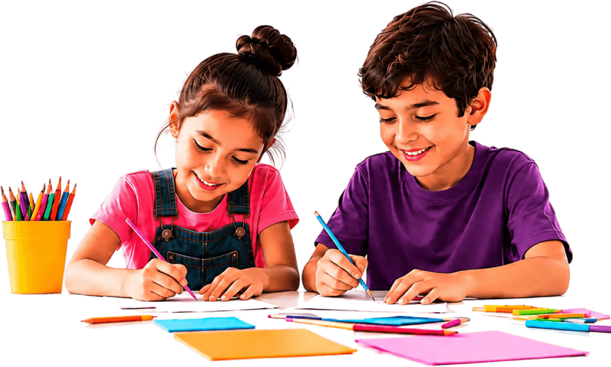 Young students drawing and creating at Lune Spark