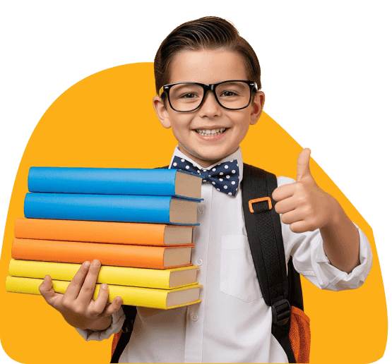 Happy student with books