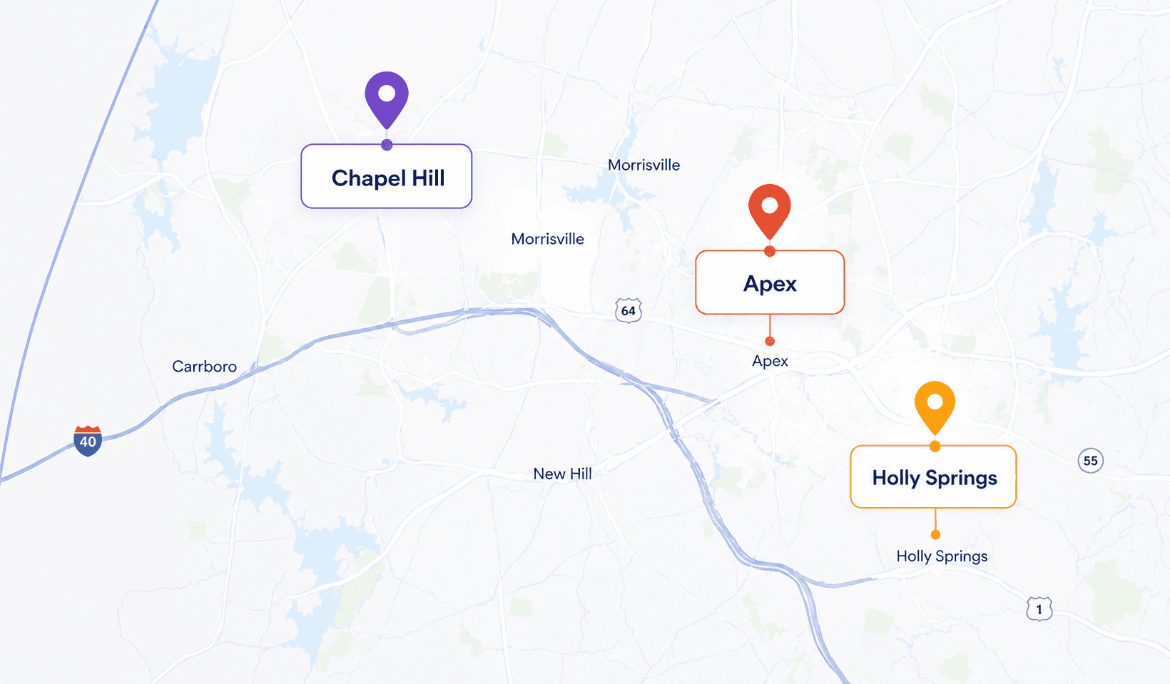 Map with Lune Spark center locations