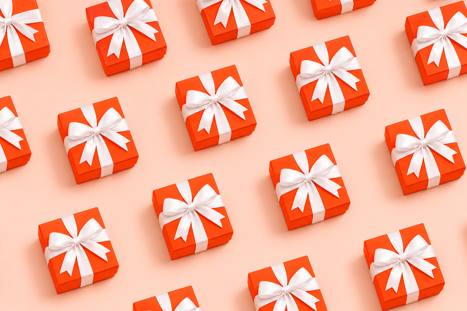 Orange gift boxes with ribbons
